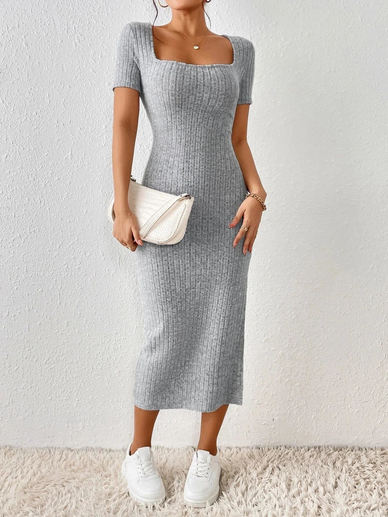 Effortless Side Slit Knitted Dress