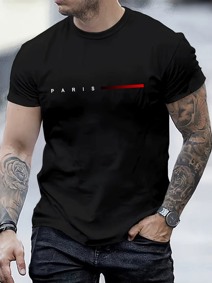 PARIS Creative Letter Print Tee – Slim Fit T-Shirt