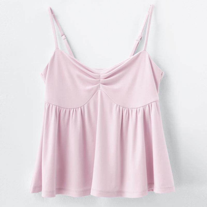 OMKAGI Cute Peplum Camisole Tops for Women Built in Bra Sleeveless Going Out Tank Top