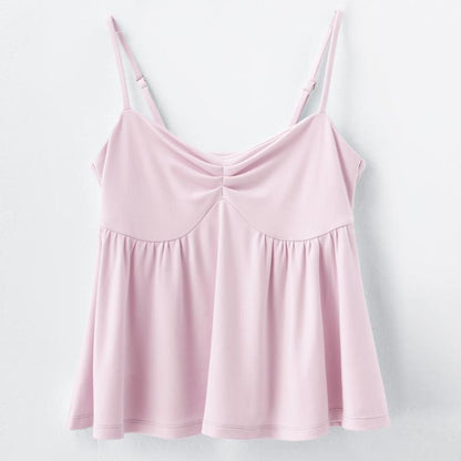 OMKAGI Cute Peplum Camisole Tops for Women Built in Bra Sleeveless Going Out Tank Top