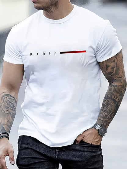 PARIS Creative Letter Print Tee – Slim Fit T-Shirt