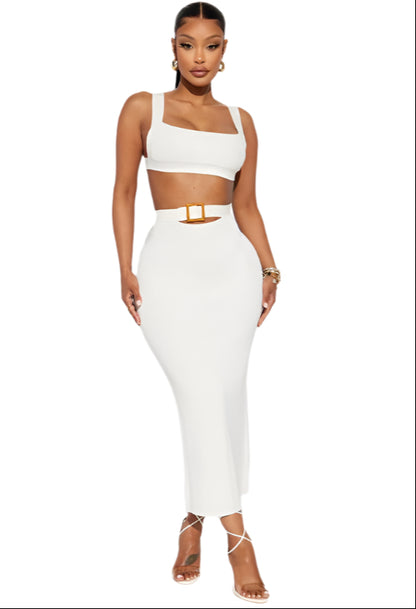 Leaving Now Skirt Set - White