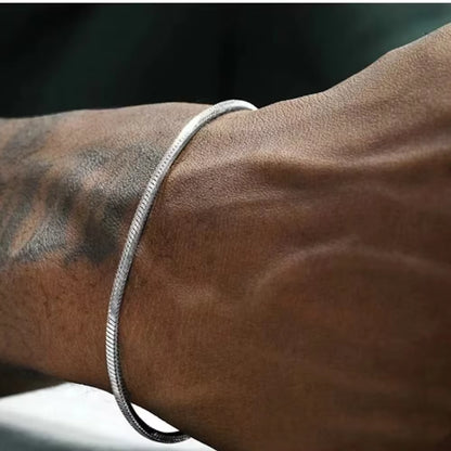 925 Sterling Silver 3MM Snake Chain Bracelet Men Hip Hop Simple Bracelet for Women Fashion Charm Punk Party Jewelry Wholesale