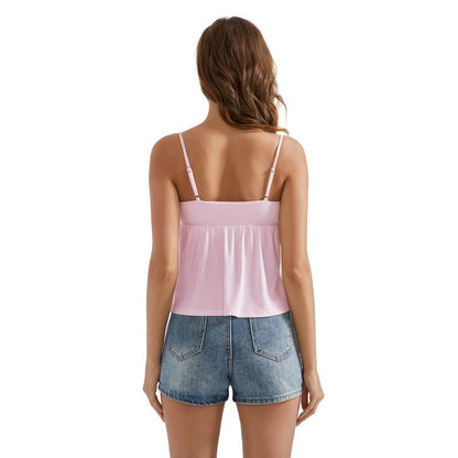 OMKAGI Cute Peplum Camisole Tops for Women Built in Bra Sleeveless Going Out Tank Top
