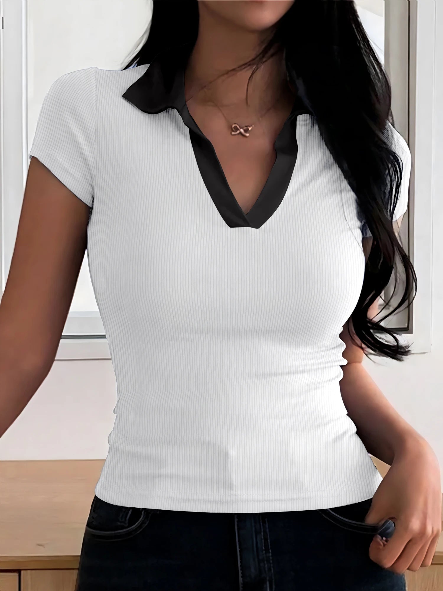  V-Neck Polo Tee