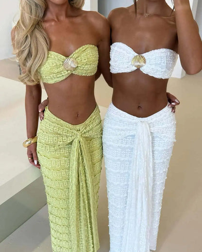 2-Piece Beachwear Outfit -  Bikini & Skirt Set