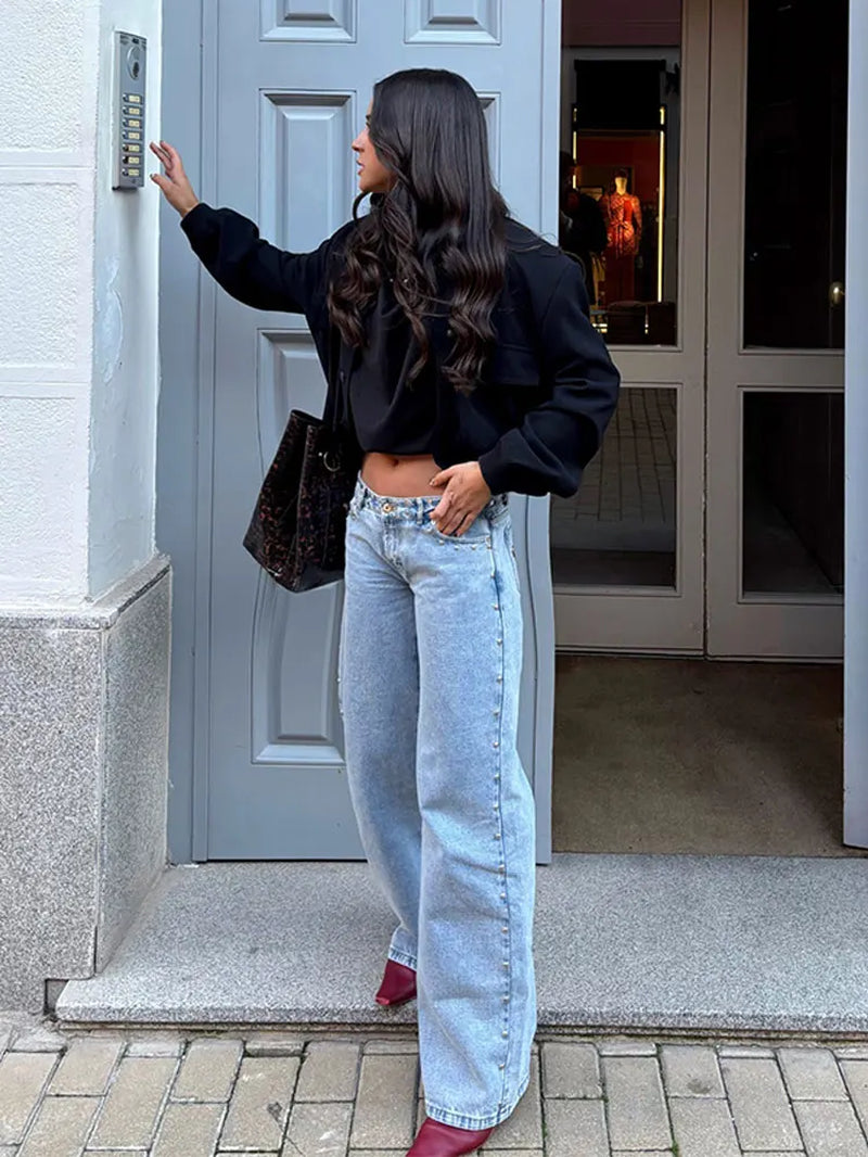  Patchwork Rivet Jeans