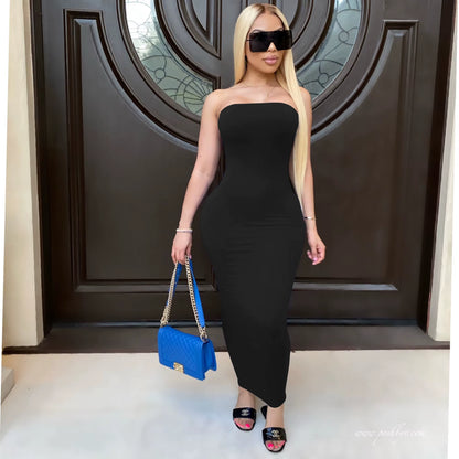 Summer Women'S Sexy Sleeveless Chest Wrapped Long Beach Dress