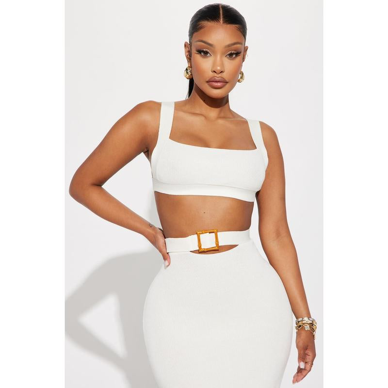 Leaving Now Skirt Set - White