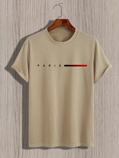 PARIS Creative Letter Print Tee – Slim Fit T-Shirt